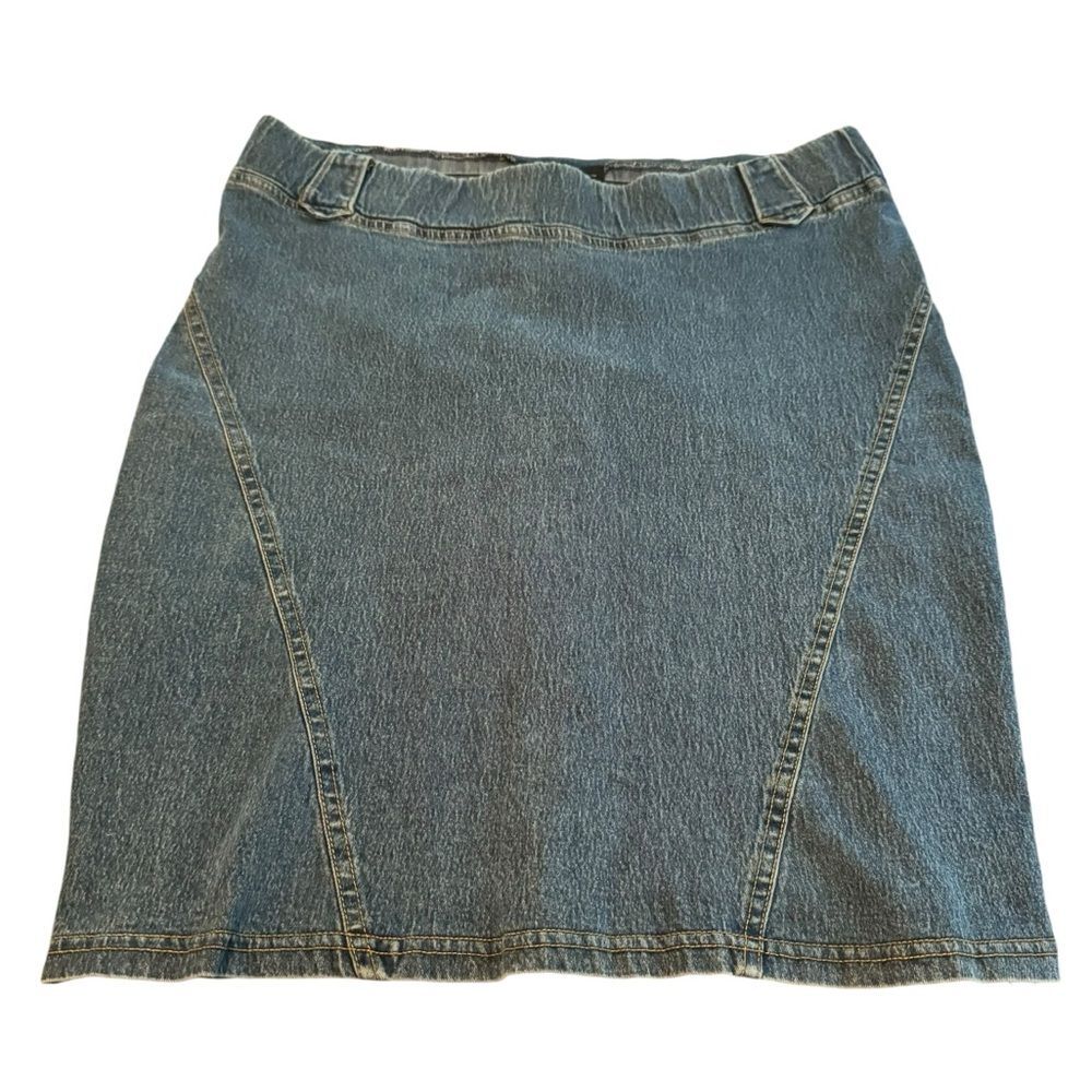 Denim Pencil Jean Skirt Women’s Size Med Knee Length Y2K 90s Stretch Dark Wash